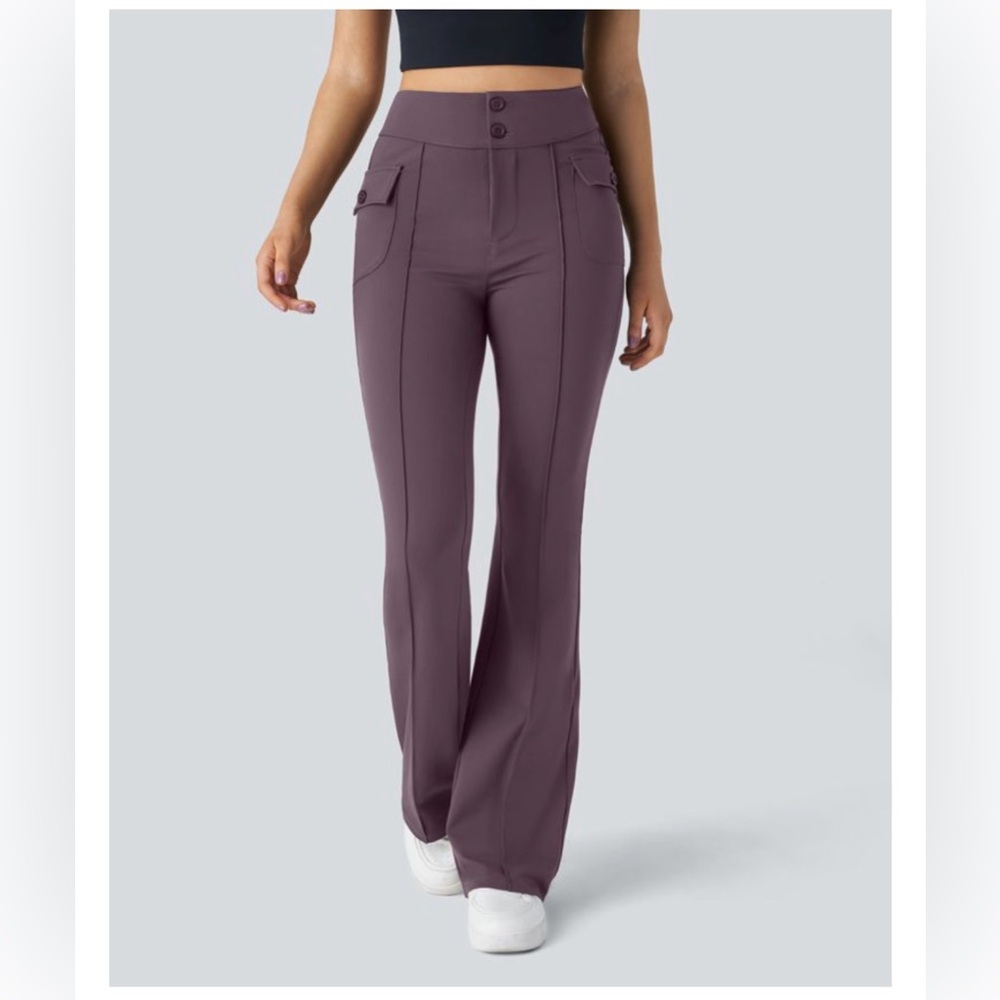 Halara Plum Buttoned Flare Pants - image 1
